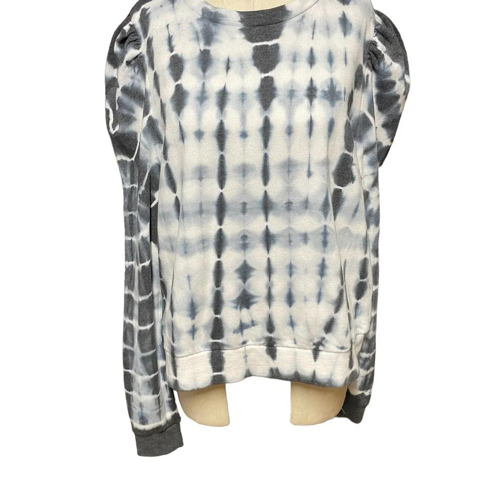 Generation Love Natasha Tie Dye Puff Sleeve  Sweatshirt Blue‎ White Size L - Picture 4 of 9